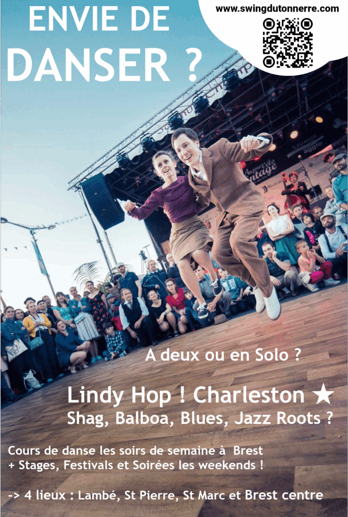 Cours de danse à Brest : Lindy Hop ! Charleston ☆ Balboa, Blues, Shag, Jazz Roots !